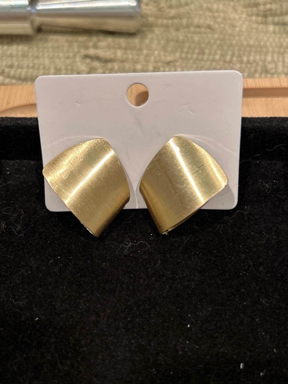 Gold Twisted Metal Stud Earrings - Women Accessories